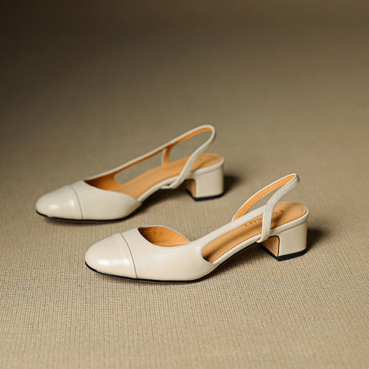 Women's Leather Slingback Pumps – Elegant Almond Toe