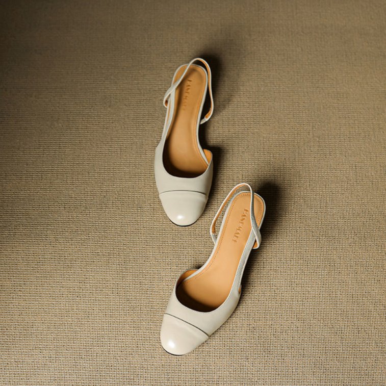 Women's Leather Slingback Pumps – Elegant Almond Toe