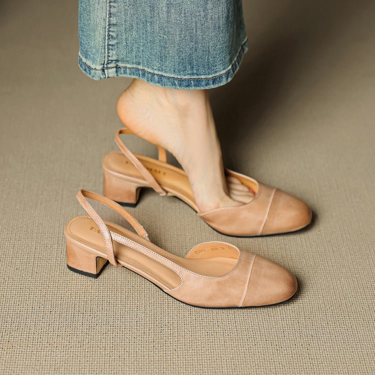 Women's Leather Slingback Pumps – Elegant Almond Toe