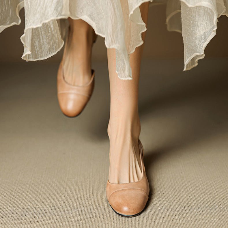 Women's Leather Slingback Pumps – Elegant Almond Toe