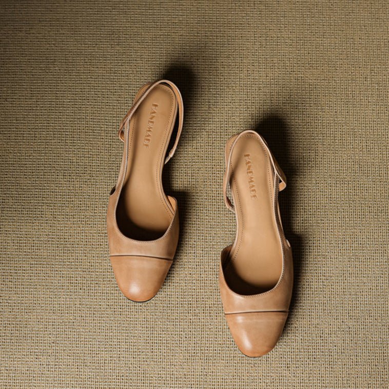 Women's Leather Slingback Pumps – Elegant Almond Toe