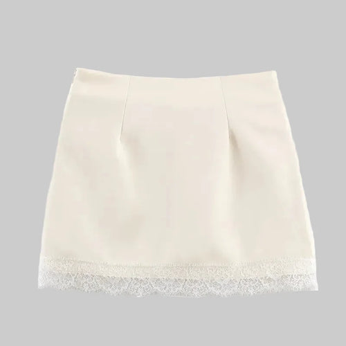 High-Waisted Mini Skirt for Women – Fitted Lace Trim