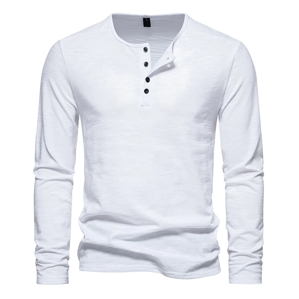 Men's Long Sleeve Buttoned T-Shirt – Refined Casual Technical Blend