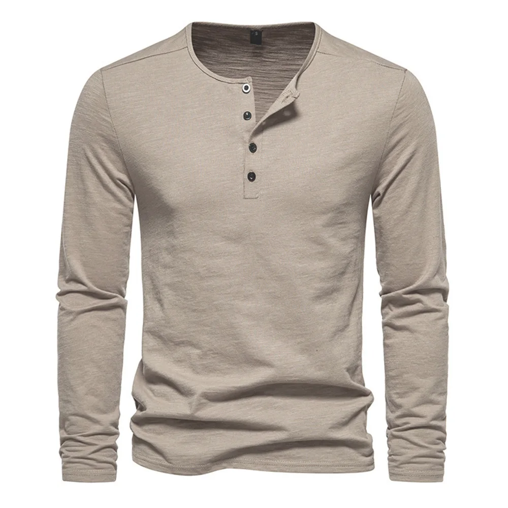 Men's Long Sleeve Buttoned T-Shirt – Refined Casual Technical Blend
