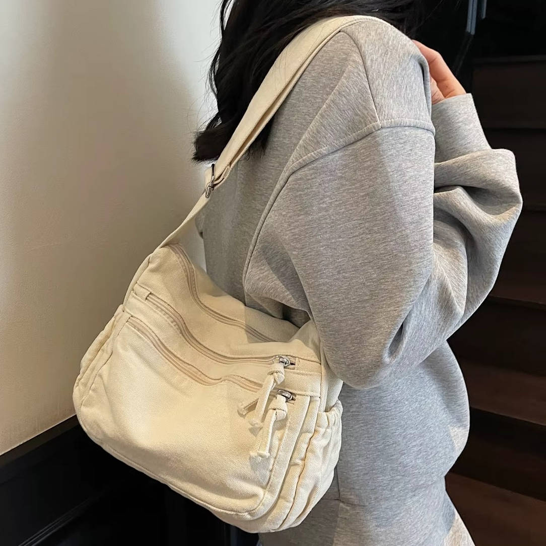 Women's Canvas Crossbody Bag – Adjustable Multi-Pocket