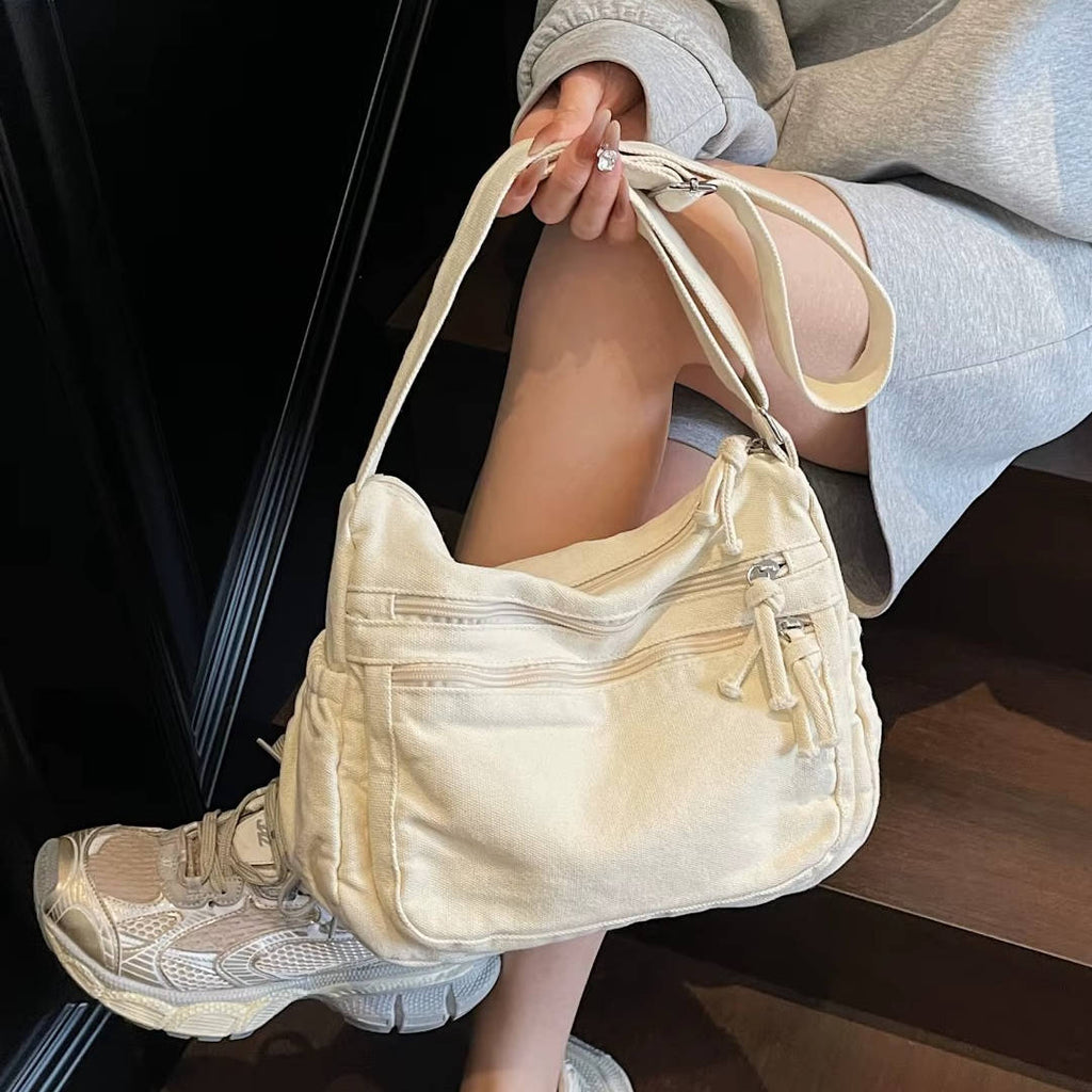Women's Canvas Crossbody Bag – Adjustable Multi-Pocket