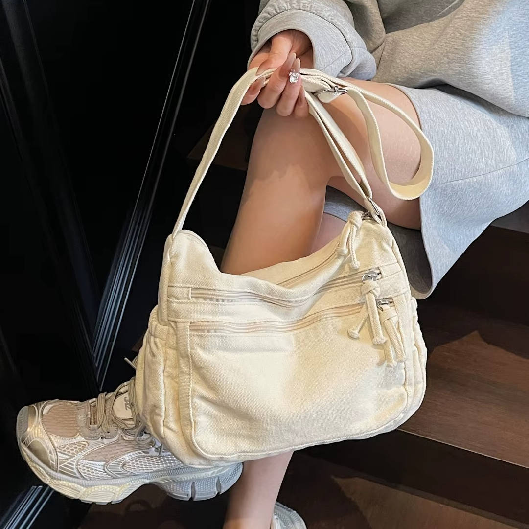 Women's Canvas Crossbody Bag – Adjustable Multi-Pocket