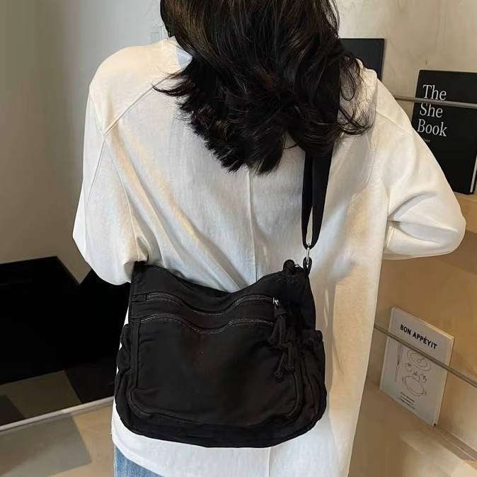 Women's Canvas Crossbody Bag – Adjustable Multi-Pocket