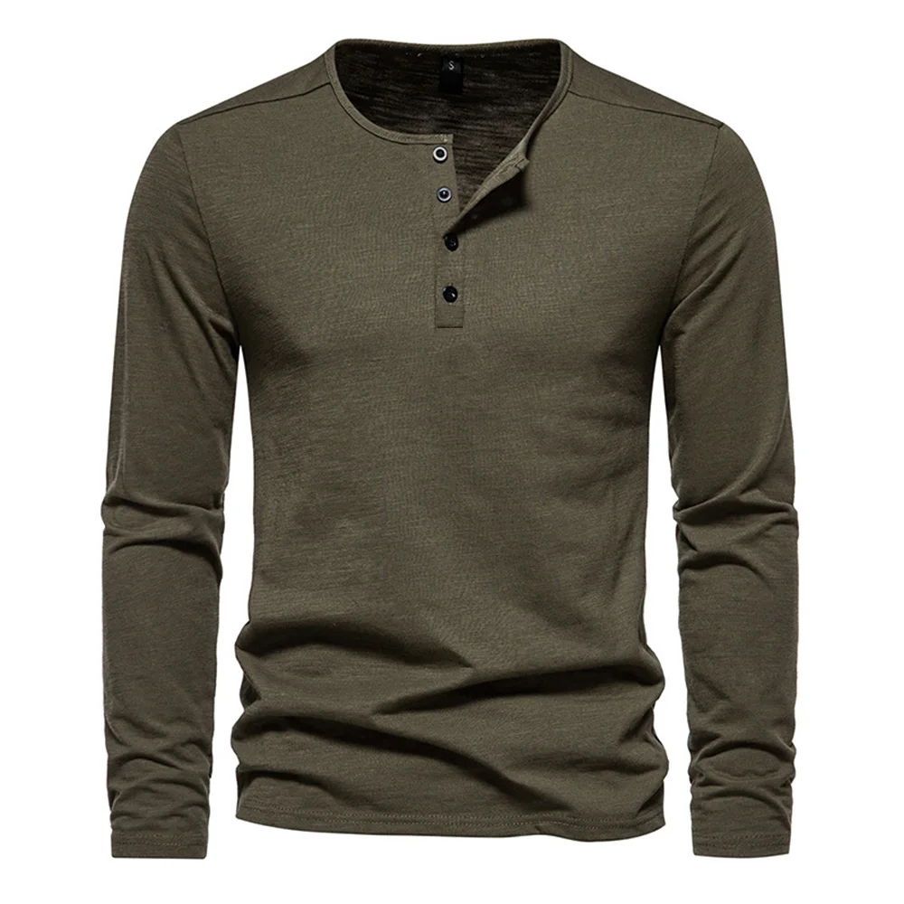 Men's Long Sleeve Buttoned T-Shirt – Refined Casual Technical Blend