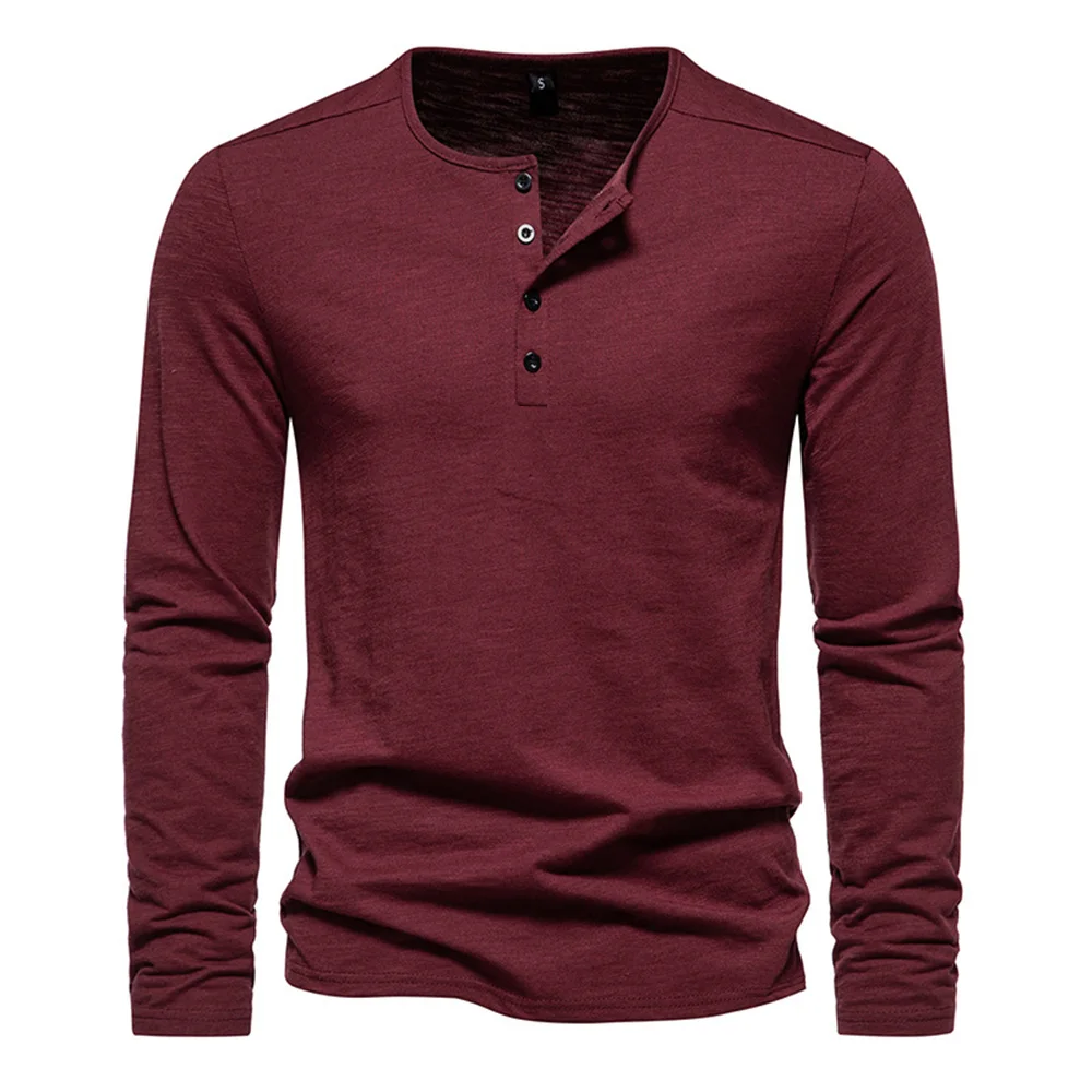 Men's Long Sleeve Buttoned T-Shirt – Refined Casual Technical Blend