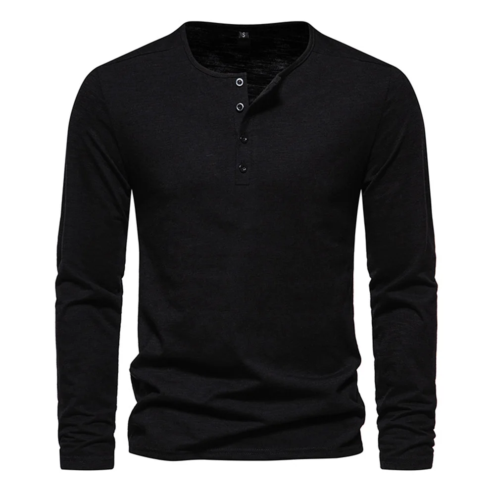 Men's Long Sleeve Buttoned T-Shirt – Refined Casual Technical Blend