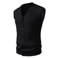 Men's V-Neck Vest in Stretch Knit 3-Piece – Button Closure