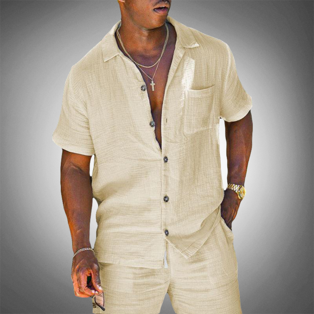 Men's Linen Two-Piece Set – Relaxed Fit Short Sleeves