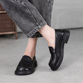 Women's Orthopaedic Leather Loafers – Round Toe, Mid Heel, Easy Slip-On