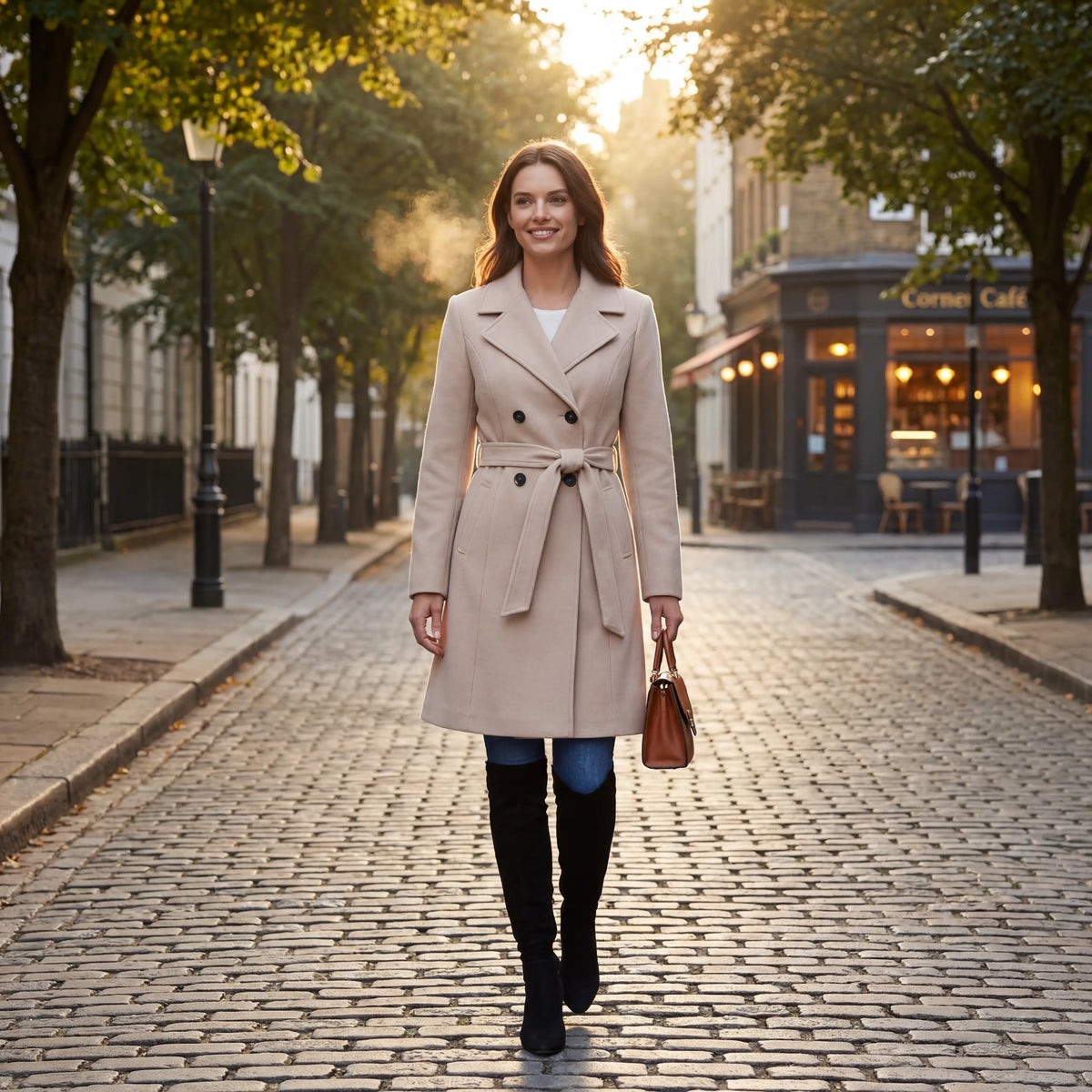 Rich | Women's Elegant Fitted Long Wool Coat
