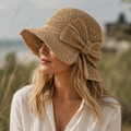Women's Straw Hat – Short Brim and Braided Bow
