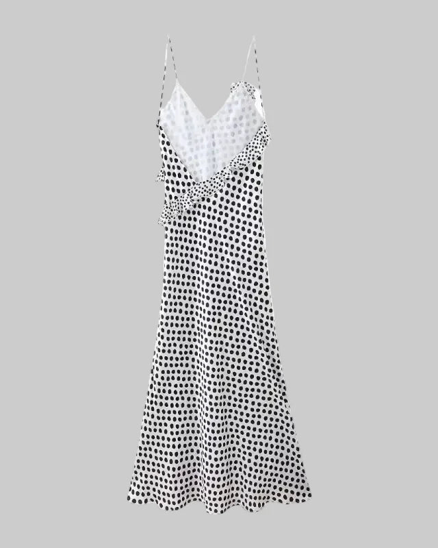 Women's Long Polka Dot Dress – Sleeveless Flowing Fit