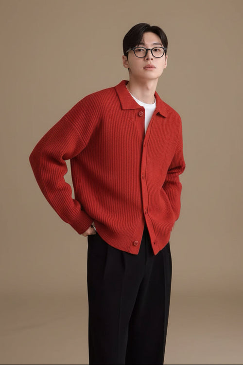 Men's Chunky-Knit Vest – Modern Loose-Fit Cardigan