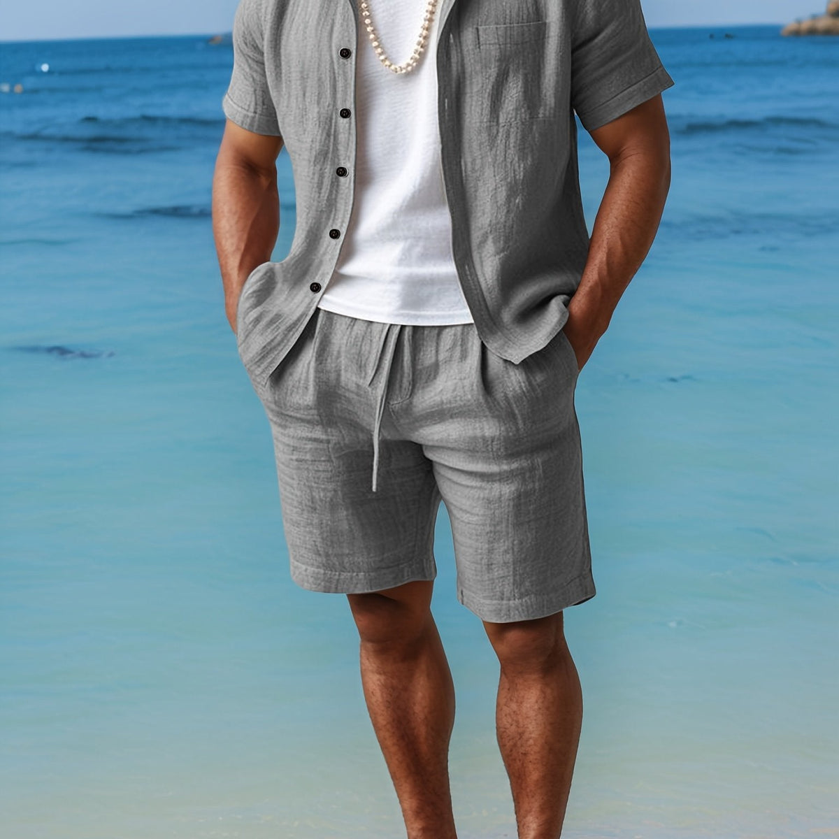 Men's Linen Two-Piece Set – Relaxed Buttoned Fit