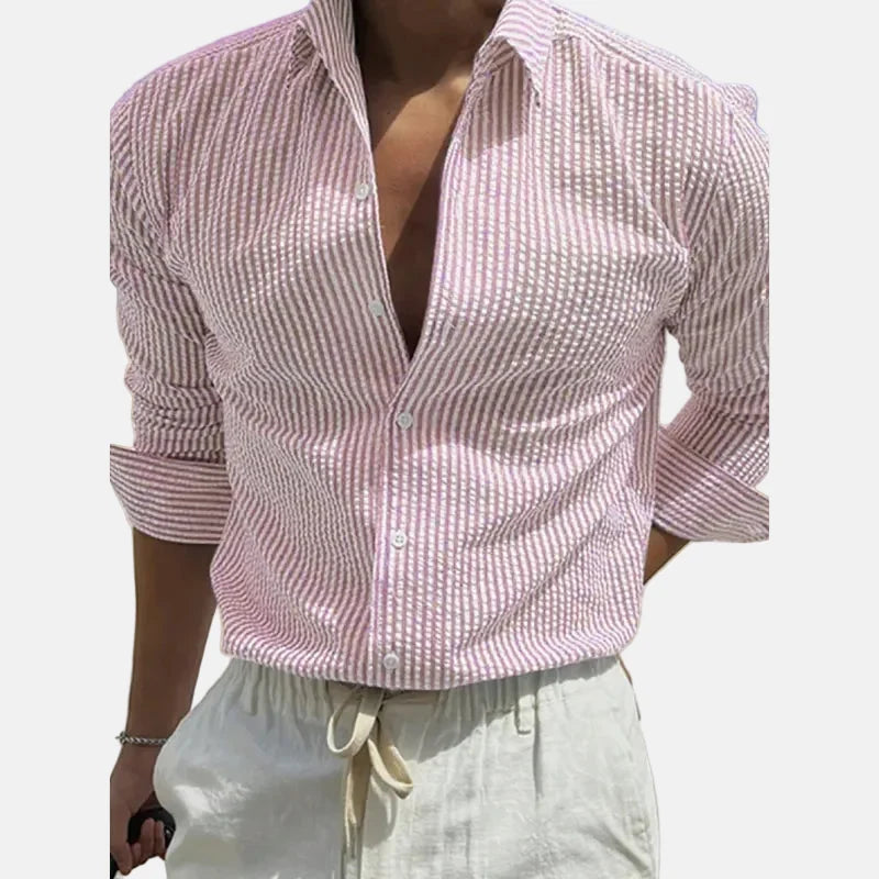 Men's Slim Fit Striped Shirt – Tailored Business Cut