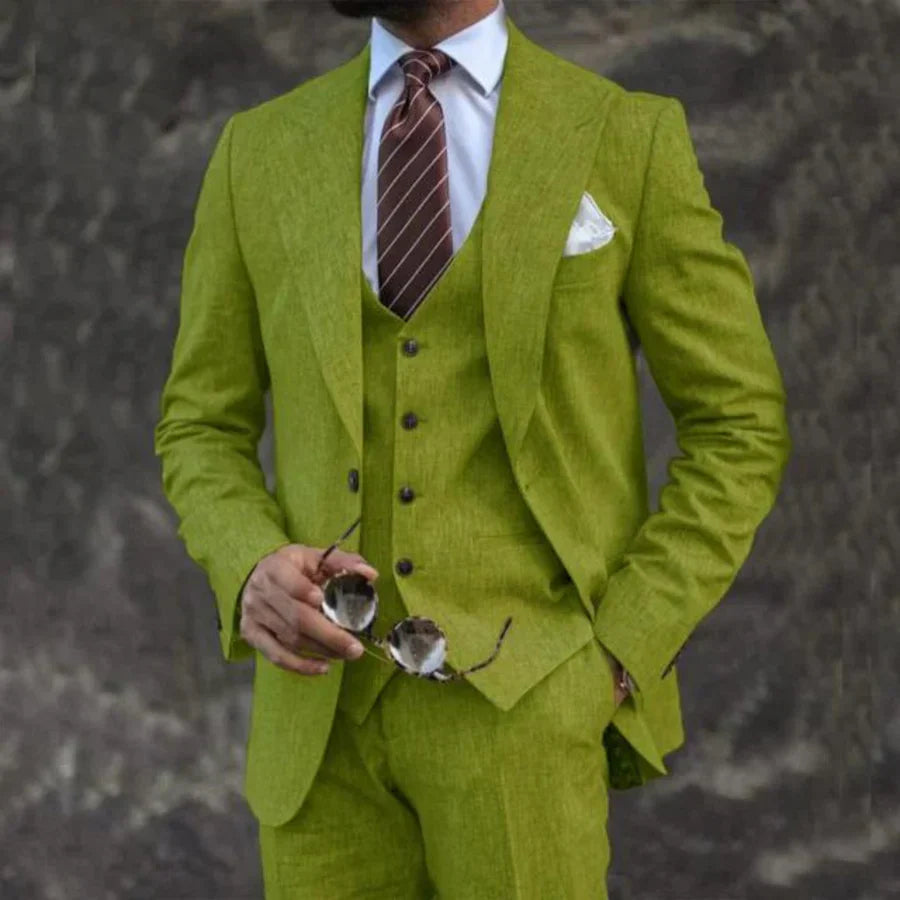 Men's Three-Piece Suit in Cotton Blend – Slim Fit