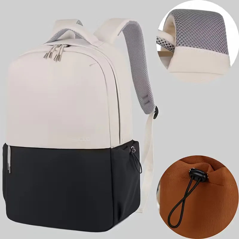 Unisex Waterproof Oxford Fabric Backpack – Two-Tone with Padded Straps