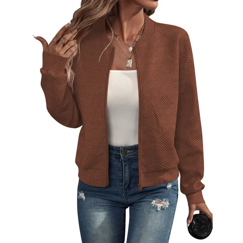Women's Relaxed Blazer with Baseball Collar – Lightweight Relaxed Fit