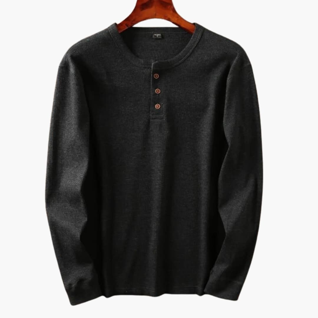 Men's Slim Fit Long Sleeve Shirt – Ribbed Collar Daily Style