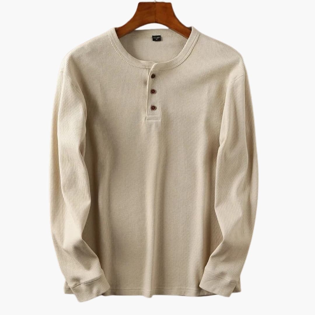 Men's Slim Fit Long Sleeve Shirt – Ribbed Collar Daily Style