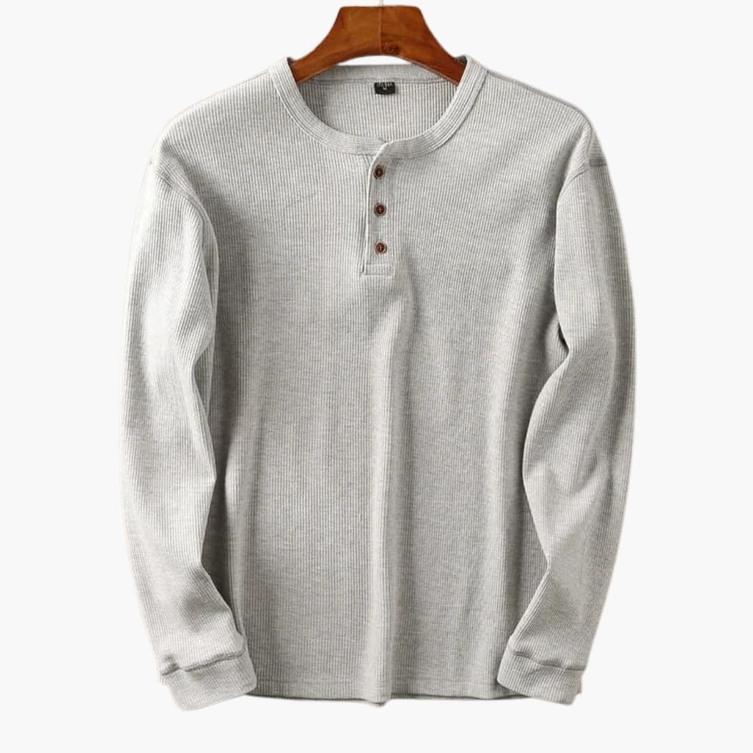 Men's Slim Fit Long Sleeve Shirt – Ribbed Collar Daily Style