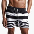 Men's Striped Swim Shorts – Straight Cut with Adjustable Drawstring