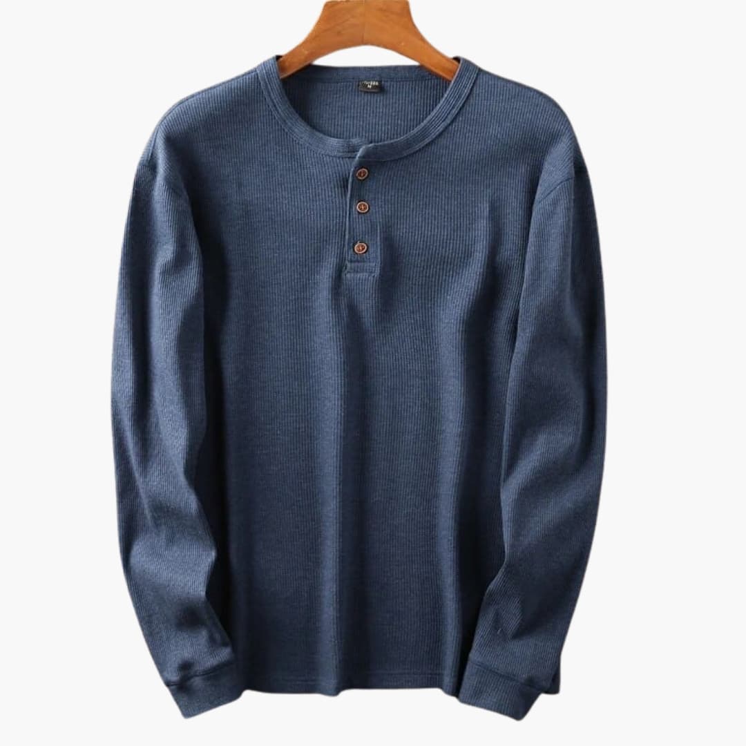 Men's Slim Fit Long Sleeve Shirt – Ribbed Collar Daily Style
