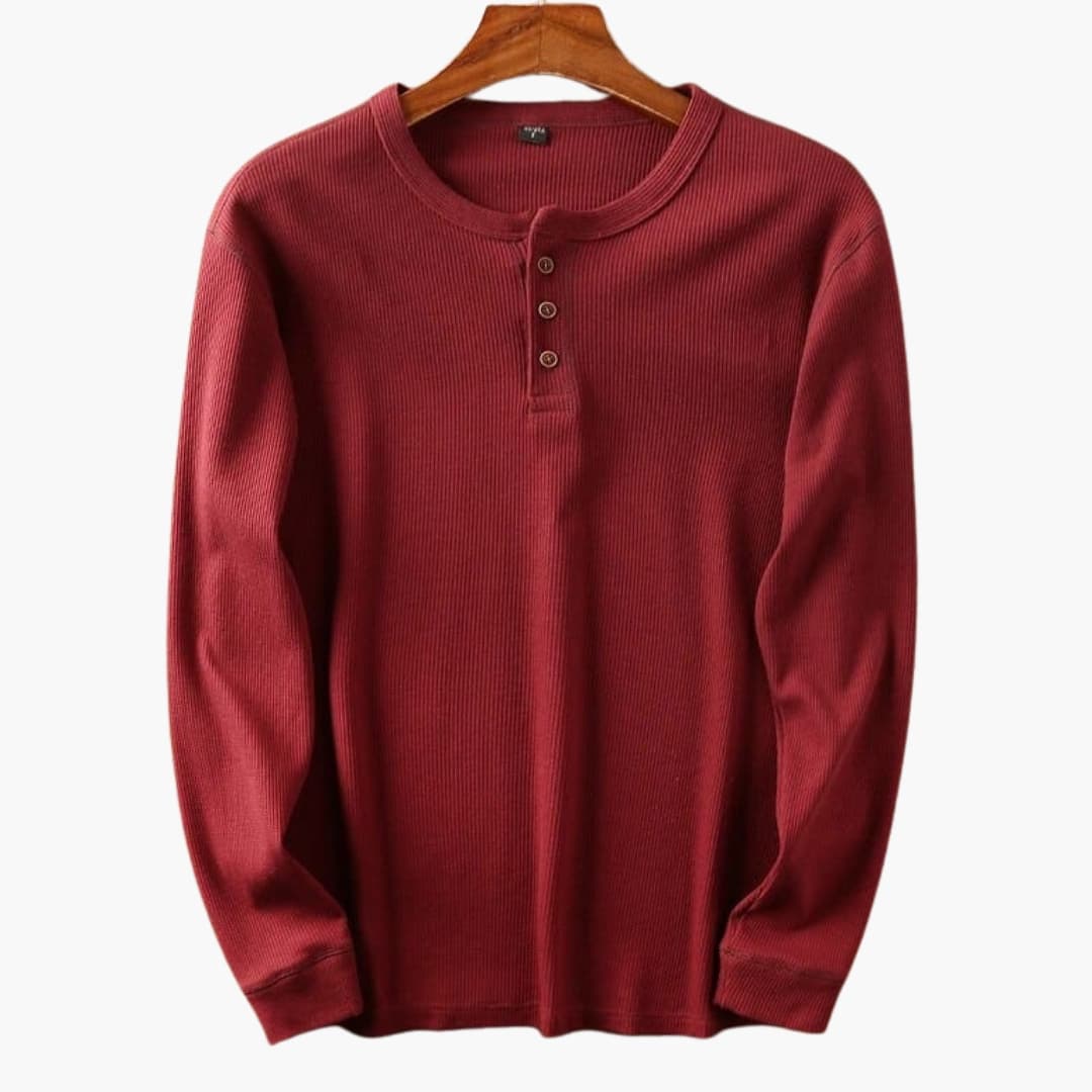 Men's Slim Fit Long Sleeve Shirt – Ribbed Collar Daily Style
