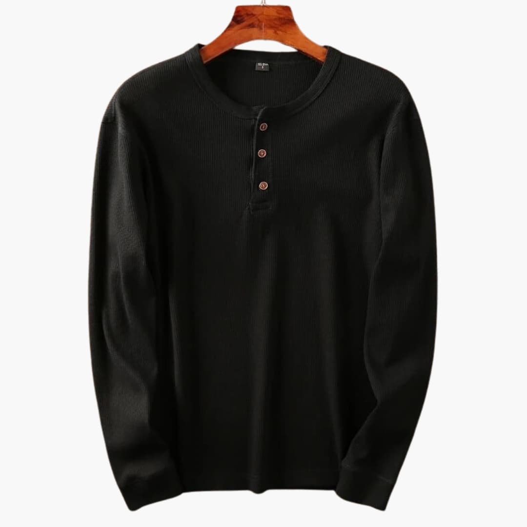 Men's Slim Fit Long Sleeve Shirt – Ribbed Collar Daily Style