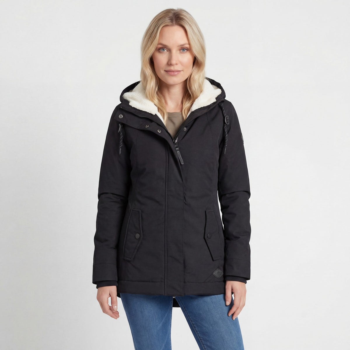 Waterproof Quilted Coat Lined with Fleece for Women with Hood – Loose Fit