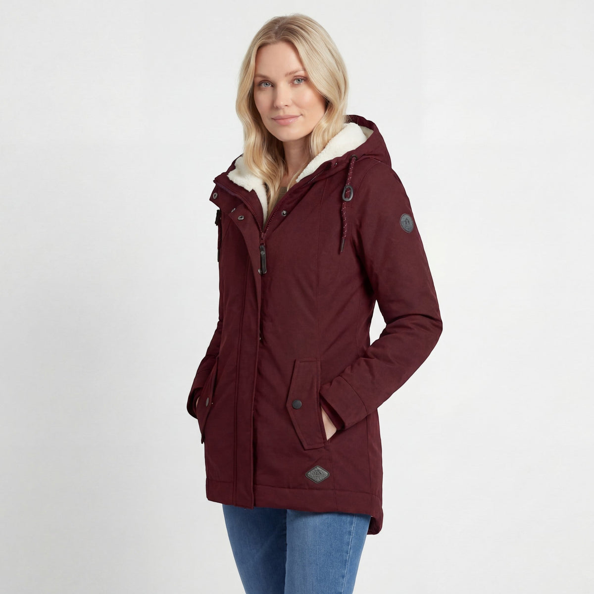 Waterproof Quilted Coat Lined with Fleece for Women with Hood – Loose Fit
