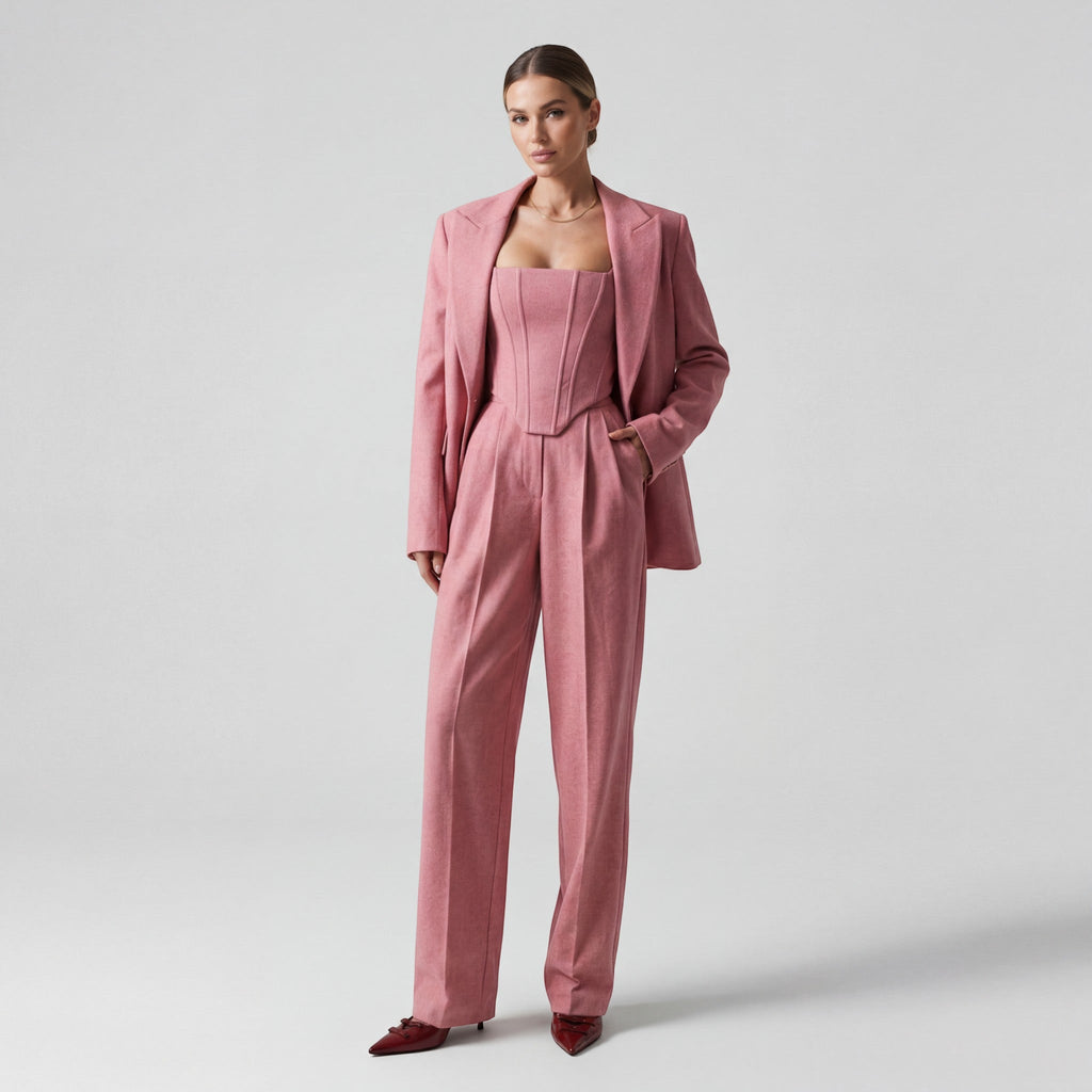 Calder Mayne | Women's Three-Piece Herringbone Cotton Suit Set