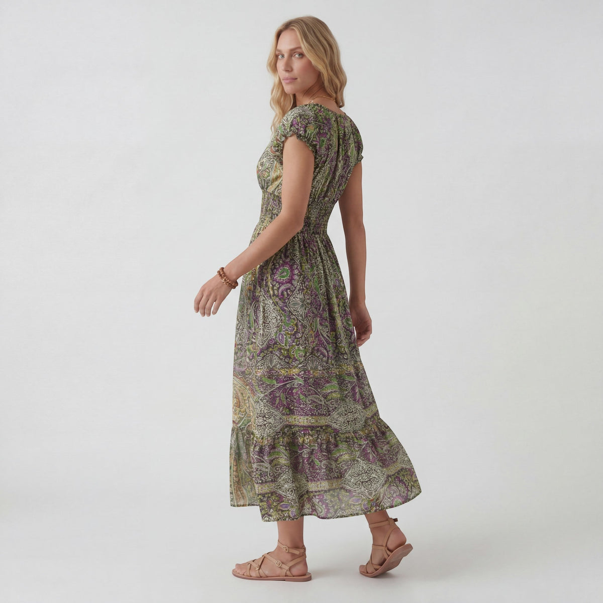 Women’s Bohemian V-Neck Maxi Dress – Relaxed Fit Fluid Skirt | Lightweight Woven Fabric