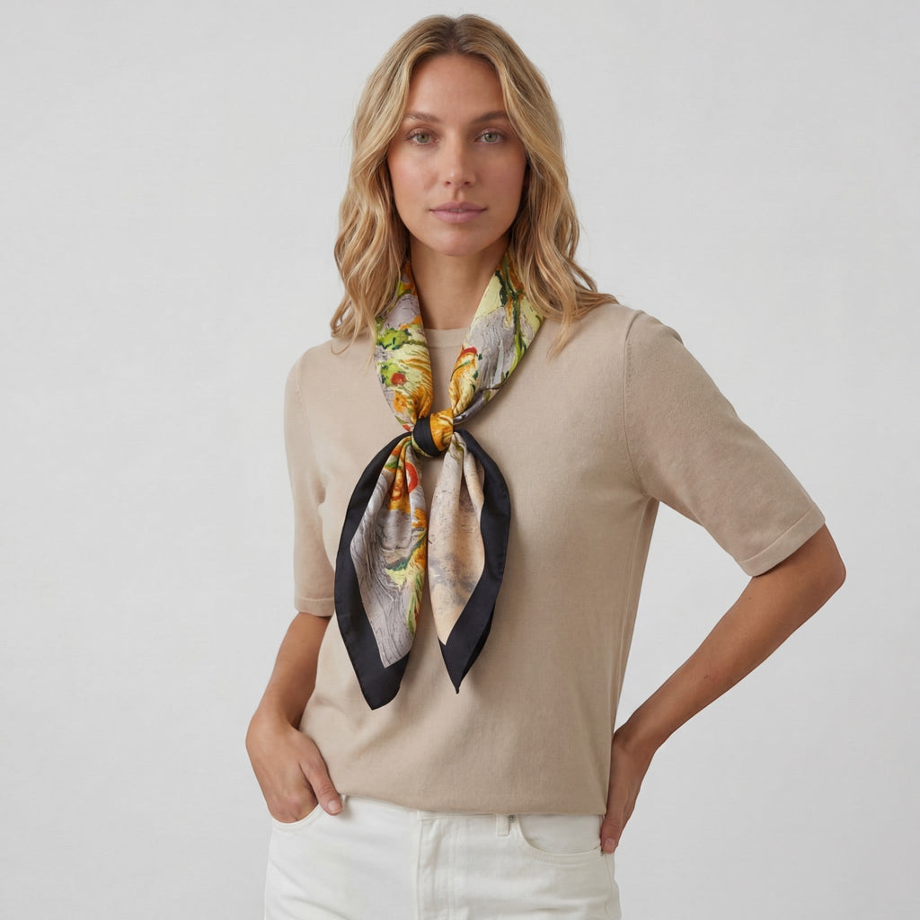 Women's Square Silk Satin Scarf – Elegant Versatile Scarf