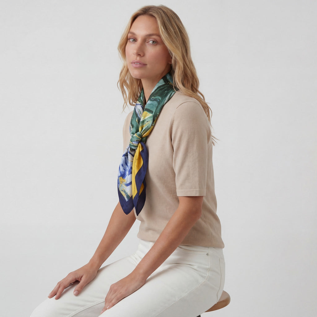 Women's Square Silk Satin Scarf – Elegant Versatile Scarf