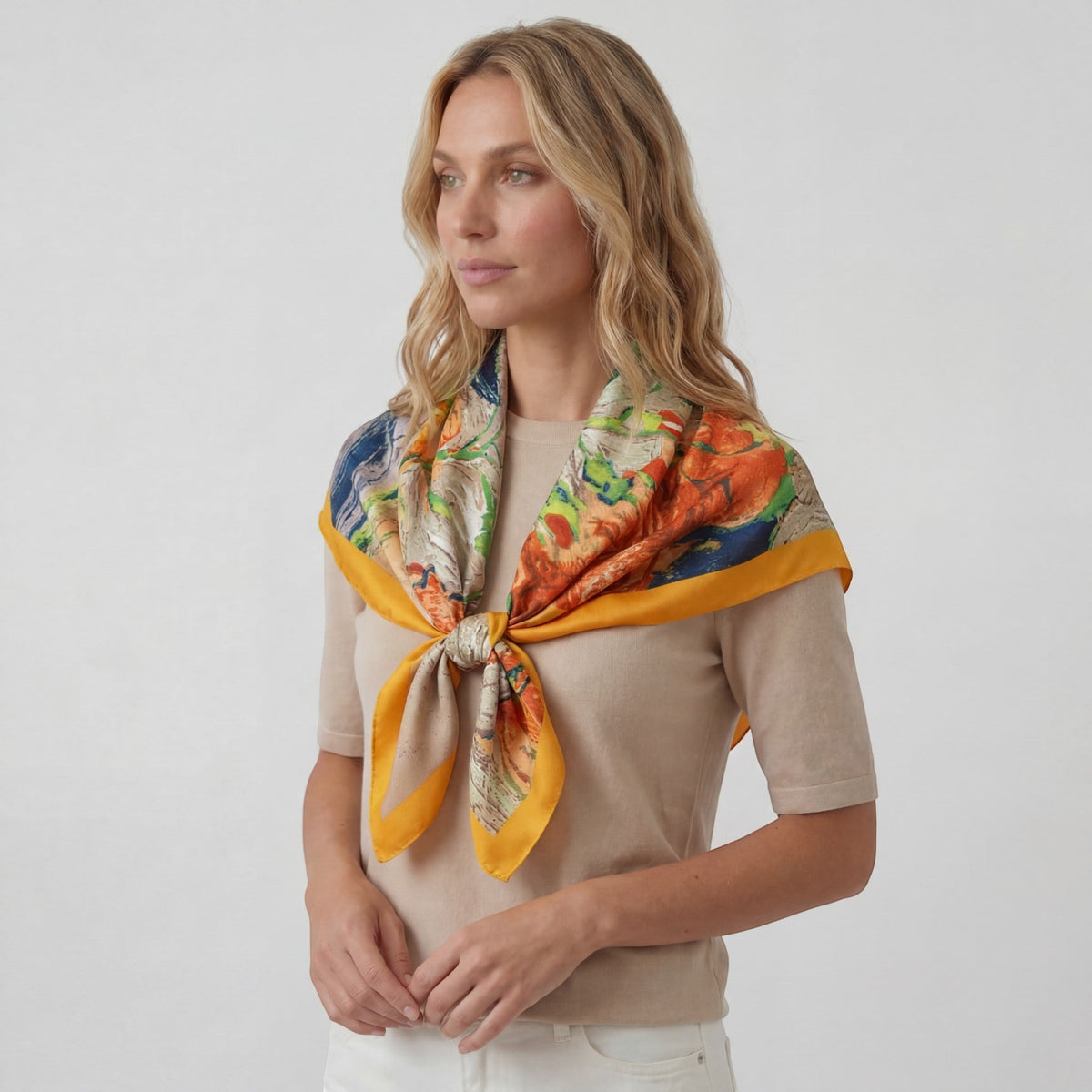 Women's Square Silk Satin Scarf – Elegant Versatile Scarf