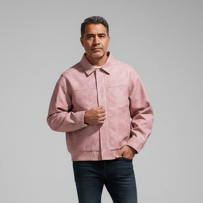 Men's Leather Jacket – Zip Closure, Relaxed Fit