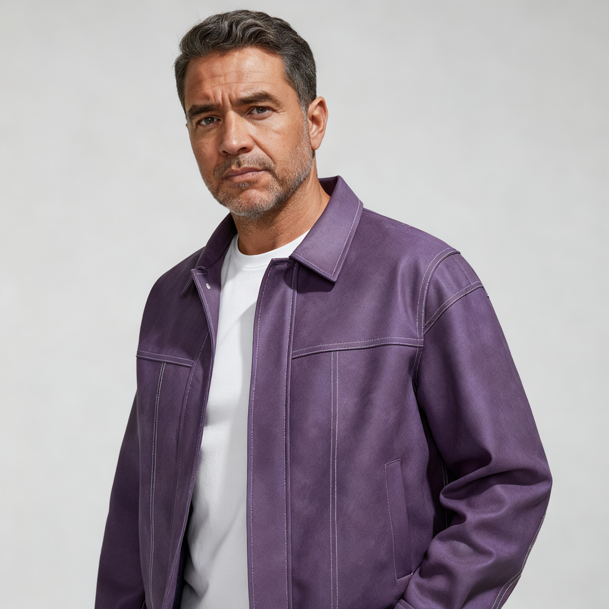 Men's Leather Jacket – Zip Closure, Relaxed Fit