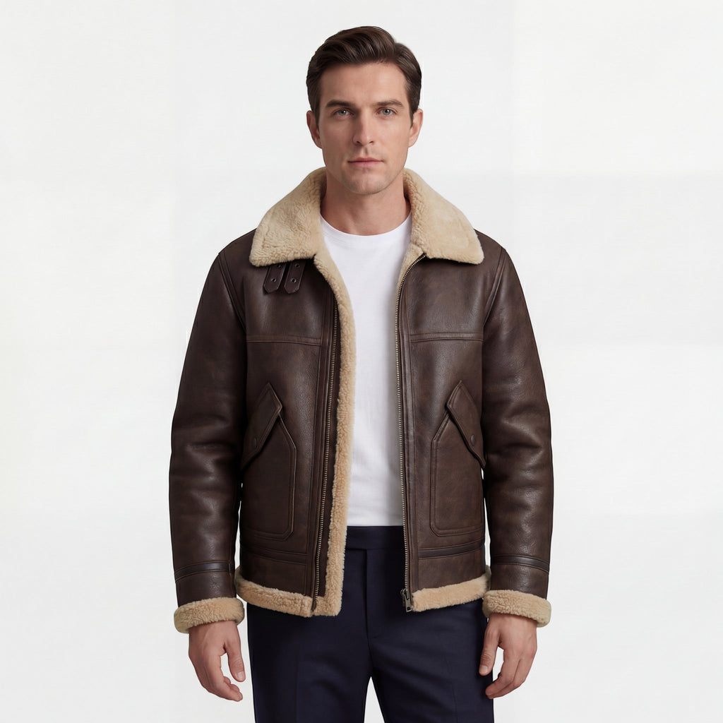 Men's lambswool fleece-lined jacket – relaxed fit