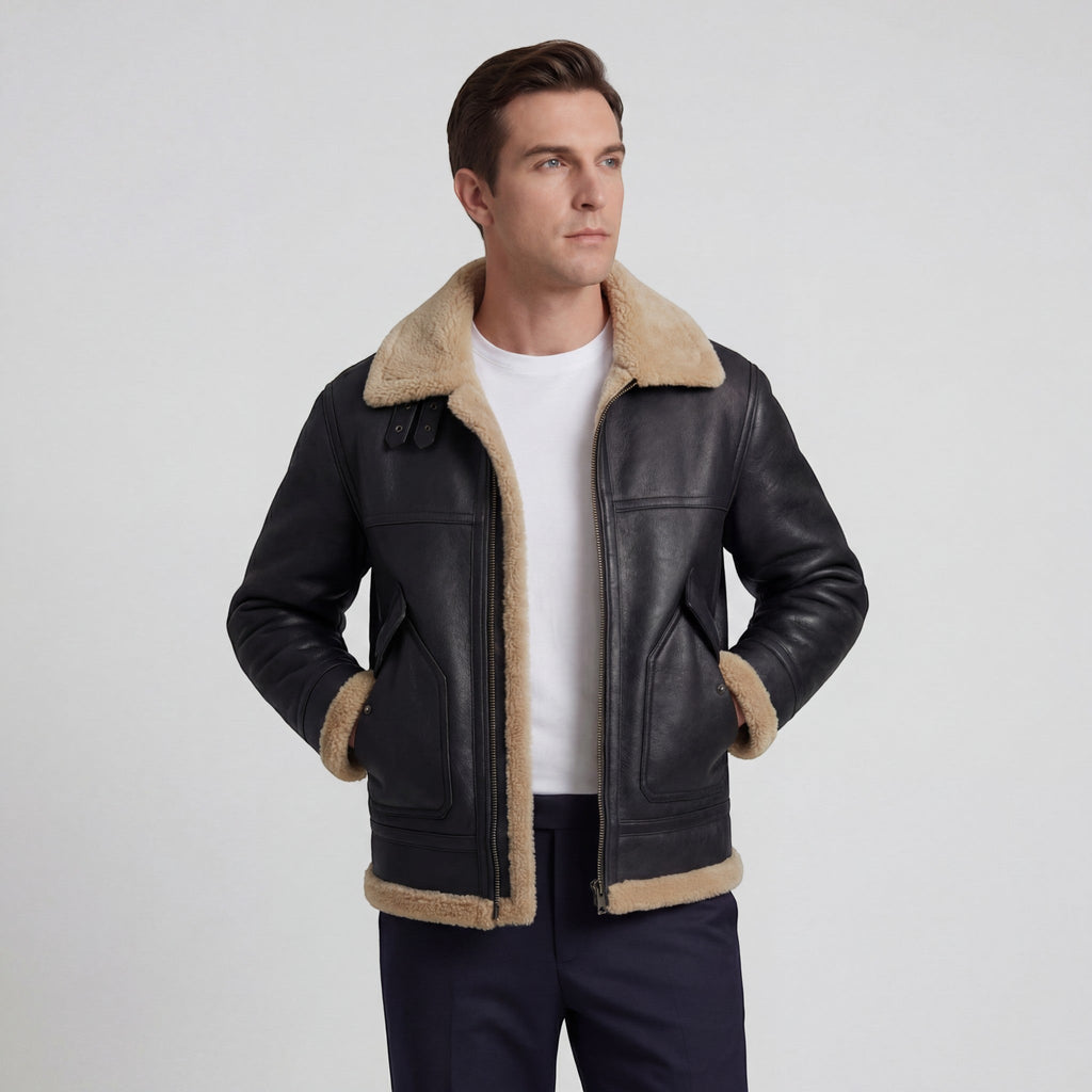 Men's lambswool fleece-lined jacket – relaxed fit
