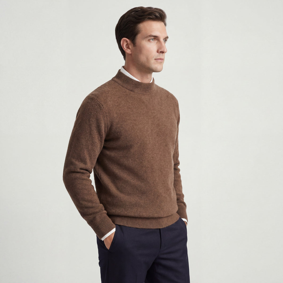 Men’s Knitted Roll-Neck Jumper – Relaxed Fit | Brushed Wool