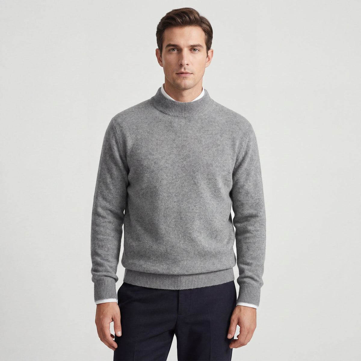 Men’s Knitted Roll-Neck Jumper – Relaxed Fit | Brushed Wool