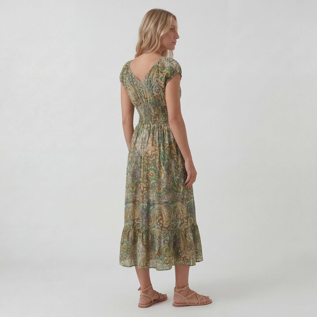 Women’s Bohemian V-Neck Maxi Dress – Relaxed Fit Fluid Skirt | Lightweight Woven Fabric