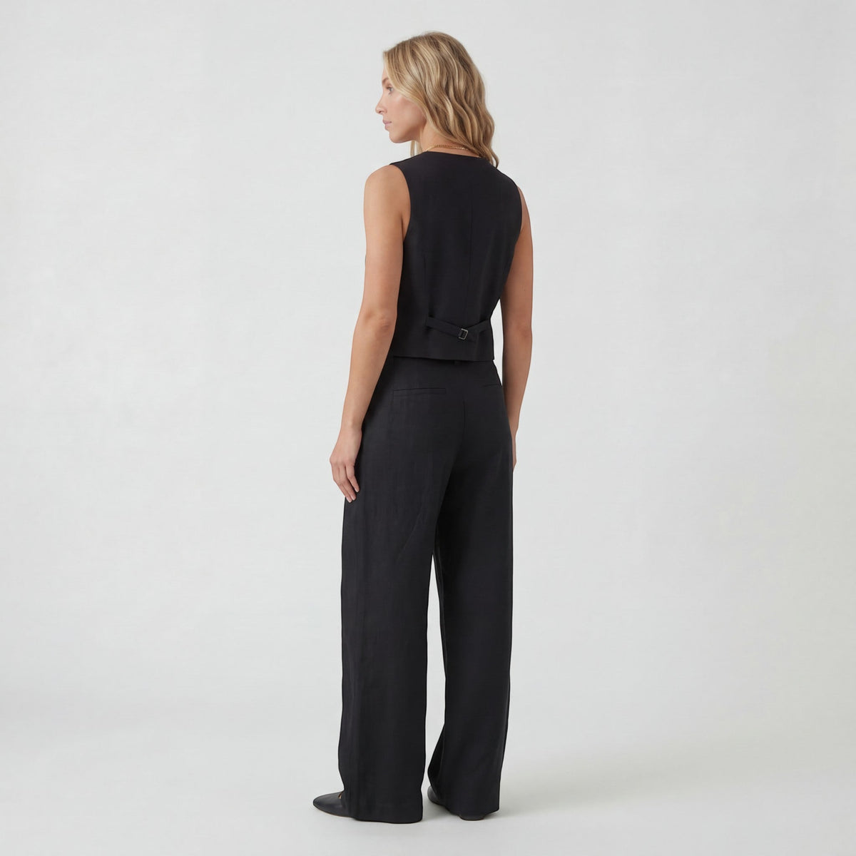 Women's Cotton Vest and Wide-Leg Pants Set – Structured Fit