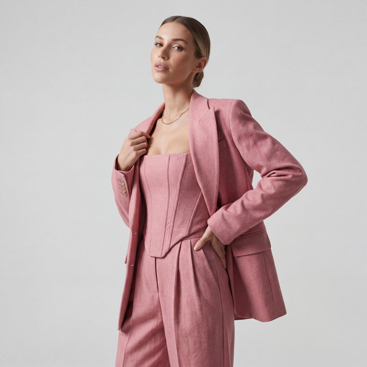 Calder Mayne | Women's Three-Piece Herringbone Cotton Suit Set